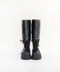 Dior Quilted Combat Black Boots Shoes