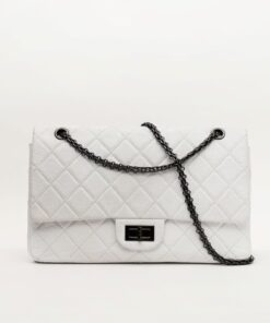 Chanel 2.55 Reissue 227 Double Flap White Quilted Leather