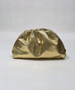 Bottega Veneta Metallic Gold Leather Clutch Bag