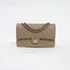 Chanel Classic Medium Double Flap Caviar Beige Leather Bag
