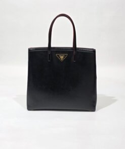 Prada Saffiano Vernice Black Leather Tote Bag