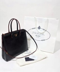 Alternative view of Prada Saffiano Vernice Black Leather Tote Bag